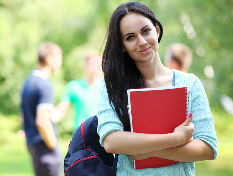 Old students brunette girl